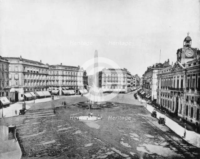 Puerta Del Sol, Madrid, Spain, late 19th century. Artist: John L Stoddard