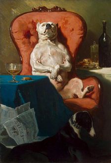 Pug Dog in an Armchair 1857. Creator: De Dreux, Alfred (1810-1860)
