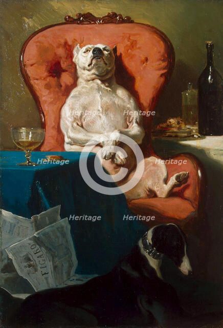 Pug Dog in an Armchair', 1857. Creator: De Dreux, Alfred (1810-1860).