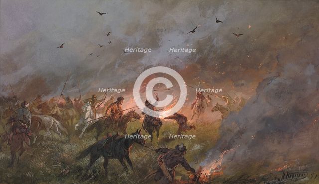 Pugachev's Rebellion in Siberia Defeat of the Impostor's Mob near Troitsk, May 21, 1774, 19th cent. Creator: Nikolay Nikolaevich Karazin.