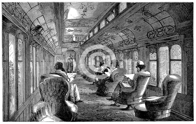 Pullman drawing room car on the Midland Railway, England, 1876. Creator: Unknown.