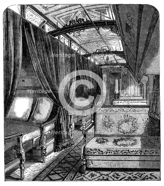 Pullman sleeping car on the Union Pacific Railroad, c1869. Artist: Unknown