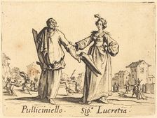 Pulliciniello and Siga. Lucretia, c. 1622. Creator: Jacques Callot