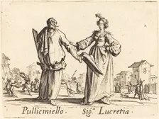 Pulliciniello and Siga. Lucretia, c. 1622. Creator: Jacques Callot