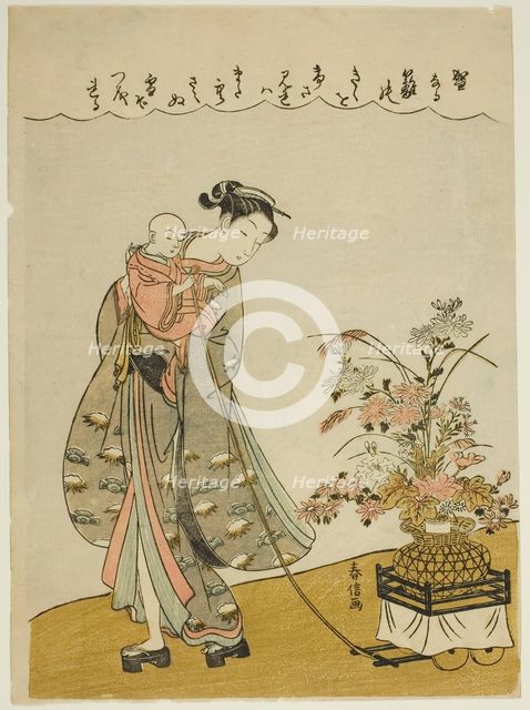 Pulling a Flower Cart, c. 1765/70. Creator: Suzuki Harunobu.