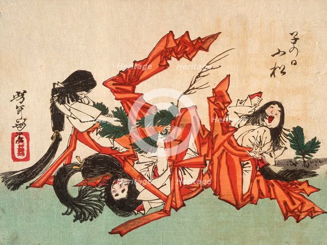 Pulling Pine Shoots on the Day of the Rat, 1882. Creator: Tsukioka Yoshitoshi.