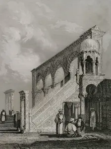 Pulpit on the platform of the Mosque of Omar, Jerusalem, 1840. Creator: Émile Rouargue