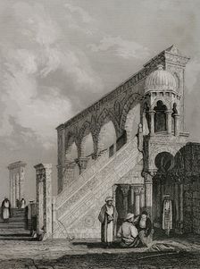 Pulpit on the platform of the Mosque of Omar, Jerusalem, 1840. Creator: Émile Rouargue