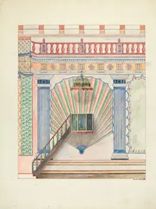 Pulpit and Wall Painting, 1937. Creator: Randolph F Miller