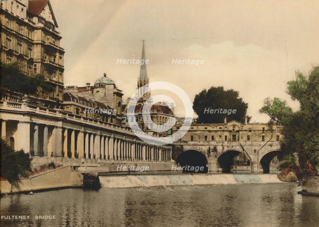 Pulteney Bridge, Bath, Somerset, c1925. Artist: Unknown