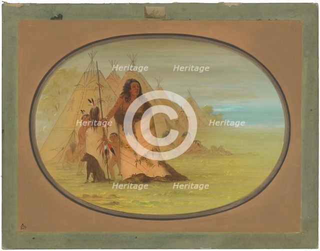 Puncah Chief Surrounded by His Family, 1861/1869. Creator: George Catlin.