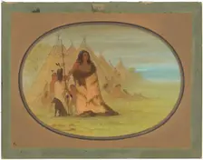 Puncah Chief Surrounded by His Family, 1861/1869. Creator: George Catlin