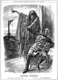 Punch cartoon on the sinking of the Lusitania, 1915. Artist: Bernard Partridge
