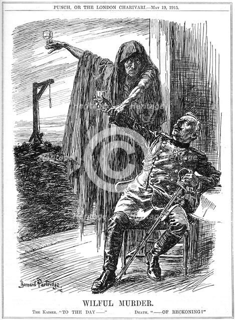 Punch cartoon on the sinking of the Lusitania, 1915. Artist: Bernard Partridge