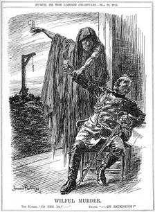 Punch cartoon on the sinking of the Lusitania, 1915. Artist: Bernard Partridge