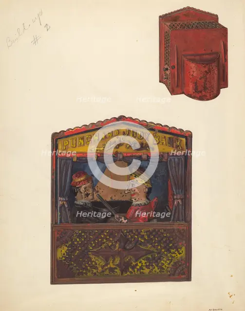 Punch and Judy Bank, c. 1937. Creator: Alf Bruseth.