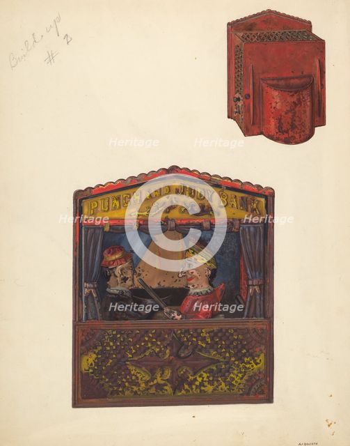 Punch and Judy Bank, c. 1937. Creator: Alf Bruseth.