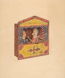 Punch and Judy Penny Bank, c. 1939. Creator: Parker Cushman