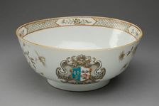 Punch Bowl with the arms of Smith impaling Horne, Jingdezhen, c. 1740. Creator: Jingdezhen Porcelain