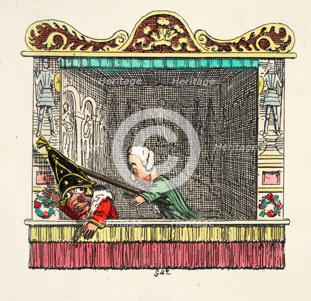 Punch being hit from behind by the Doctor, 1827.