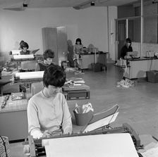 Punch room at Tetley's brewers, Leeds, West Yorkshire, 1968. Creator: Michael Walters