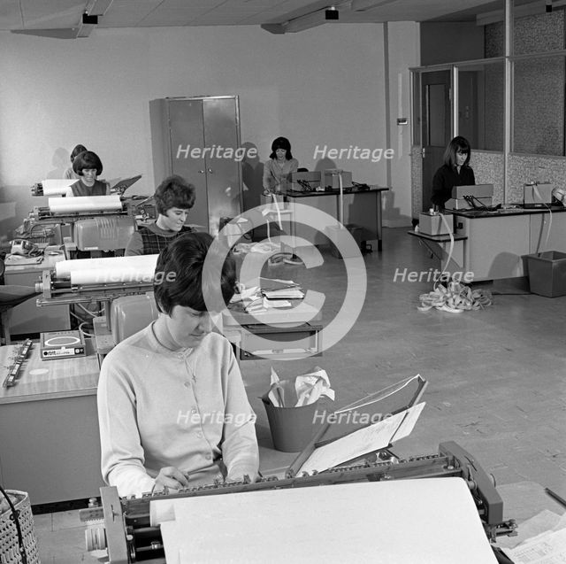 Punch room at Tetley's brewers, Leeds, West Yorkshire, 1968. Creator: Michael Walters.