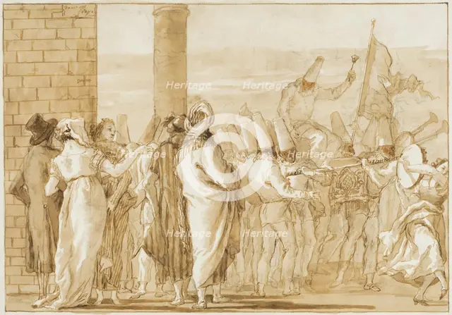Punchinello Carried in Triumph in a Procession, between 1797 and 1800. Creator: Giovanni Domenico Tiepolo.