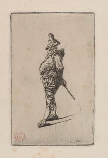 Punchinello, after Meissonier, 1876. Creator: Henri Charles Guérard (French, 1846-1897)