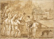 Punchinello's Farewell to Venice, 1798/1802. Creator: Giovanni Battista Tiepolo