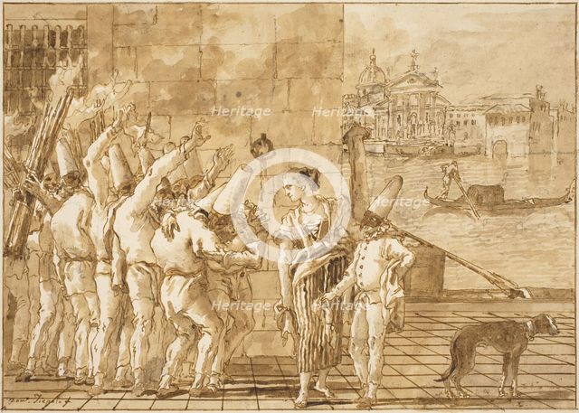 Punchinello's Farewell to Venice, 1798/1802. Creator: Giovanni Battista Tiepolo.