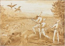 Punchinellos Hunting Waterfowl, c. 1800. Creator: Giovanni Battista Tiepolo