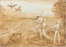 Punchinellos Hunting Waterfowl, c. 1800. Creator: Giovanni Battista Tiepolo