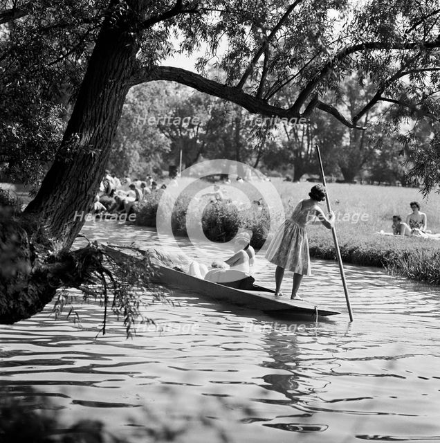 Punting on the River Cam near Grantchester, Cambridgeshire, 1960. Artist: John Gay