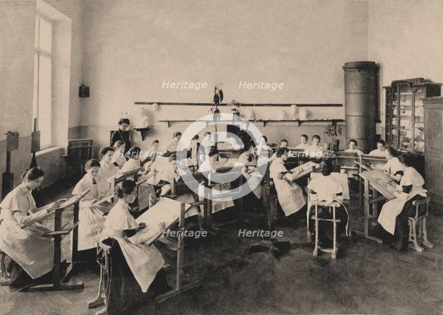 Pupils of the Smolny Institute for Noble Maidens at a painting lesson, 1889. Artist: Anonymous  