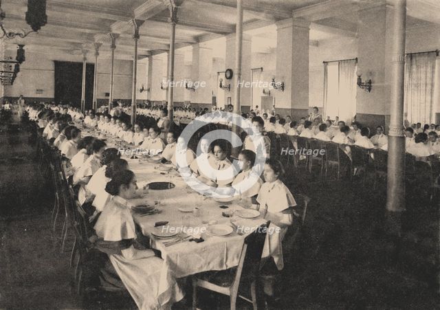 Pupils of the Smolny Institute for Noble Maidens in the canteen, 1889. Artist: Anonymous  