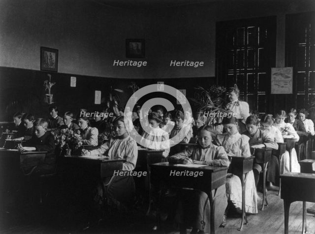 Pupils in class, 4th Division, (1899?). Creator: Frances Benjamin Johnston.