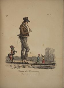 Puppet player. From the Series "Cris de Paris" (The Cries of Paris), 1815. Creator: Vernet, Carle (1758-1836)