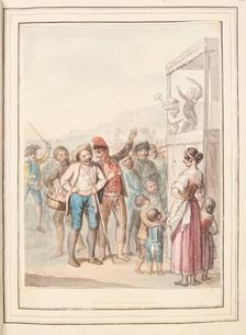 Puppet Show at Naples, leaf from A Collection of Dresses by David Allan Mostly from Nature 1776. Creator: David Allan