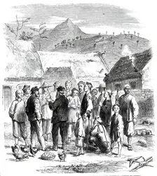 Purchasing eggs and fowls of the natives - from a sketch by our special artist in China, 1860. Creator: Unknown