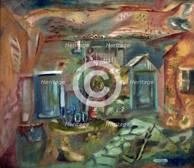Purbeck courtyard, early afternoon, 1944. Creator: Frances Hodgkins.