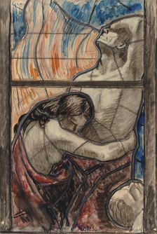 Purgatory, detail of a stained glass composition for the Turku Cathedral, 1923. Creator: Magnus Enckell