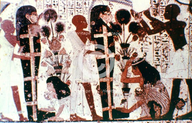 Purification of Mummies, detail from a temple wall painting, Thebes, Egypt. Artist: Unknown