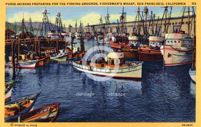 Purse seiners, Fisherman's Wharf, San Francisco, California, USA, 1940. Artist: Unknown