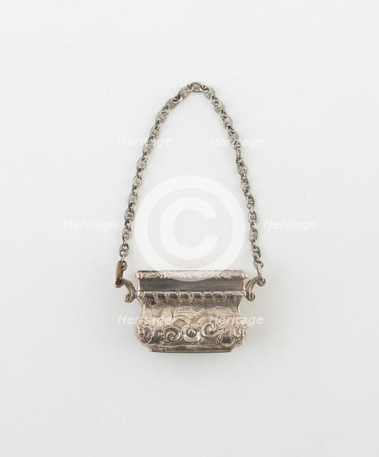 Purse-Shaped Vinaigrette with View of Windsor Castle, Birmingham, 1843/44. Creator: Marked JT.