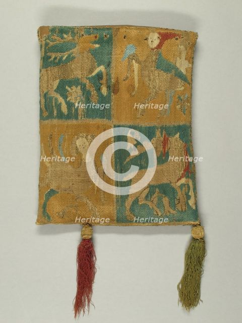 Purse with Two Figures under a Tree, French, 14th century. Creator: Unknown.