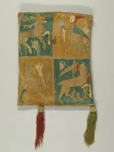 Purse with Two Figures under a Tree, French, 14th century. Creator: Unknown