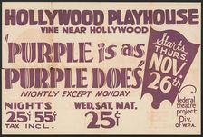 Purple Is As Purple Does (Touch of Brimstone), Los Angeles, 1936. Creator: Unknown