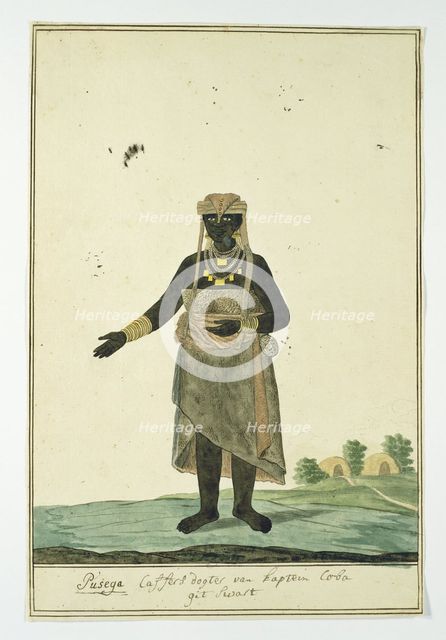 Pusega, daughter of Coba (or Kobé), a chief of the Gqunukhwebe tribe, 1778. Creator: Robert Jacob Gordon.