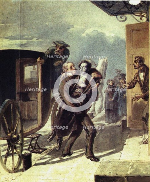 Pushkin after the duel, 1855. Artist: Borel, Pyotr Fyodorovich (1829-1898)