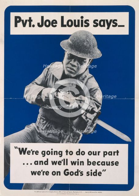 Pvt. Joe Louis says --"We're going to do our part ..."..., 1942. Creator: Unknown.